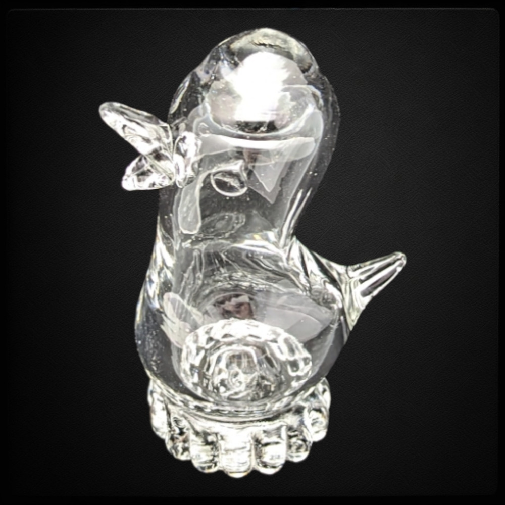 Vtg Hand Blown Glass Baby Chick Chicken Duck Paperweight Easter Figurine